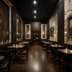 Modern restaurant interior design with luxury furniture and wood accents.