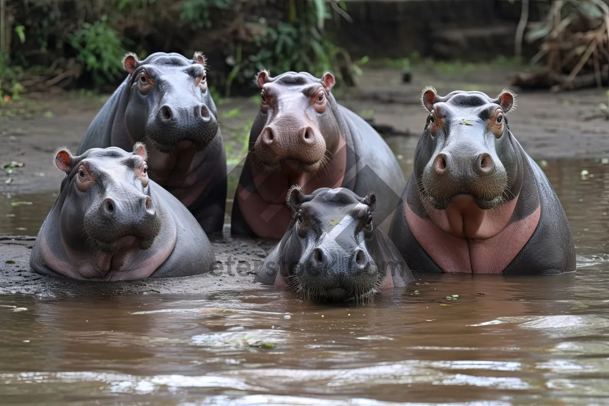 Picture of Piggy Bank Animal Container - Hippopotamus Wildlife Mammal Piggy