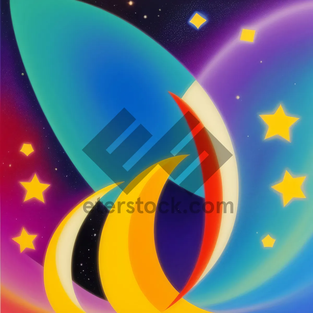 Picture of Moonlit Abstract: Colorful Graphic Wave in Modern Space Design