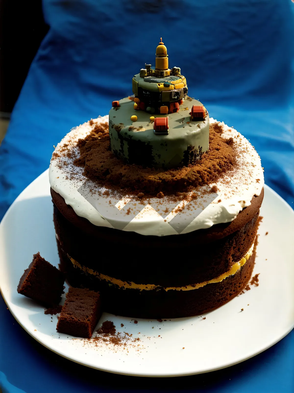 Picture of Delicious Slice of Gourmet Cake with Fresh Fruit