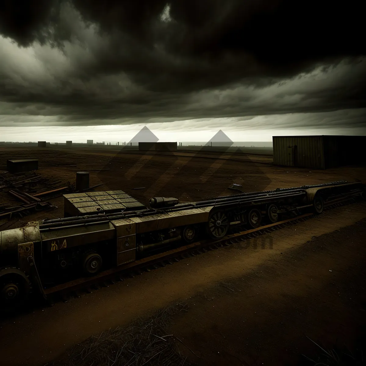 Picture of Freight Car Traveling Along Scenic Highway with Clouds