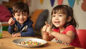 Happy smiling children in a classroom.