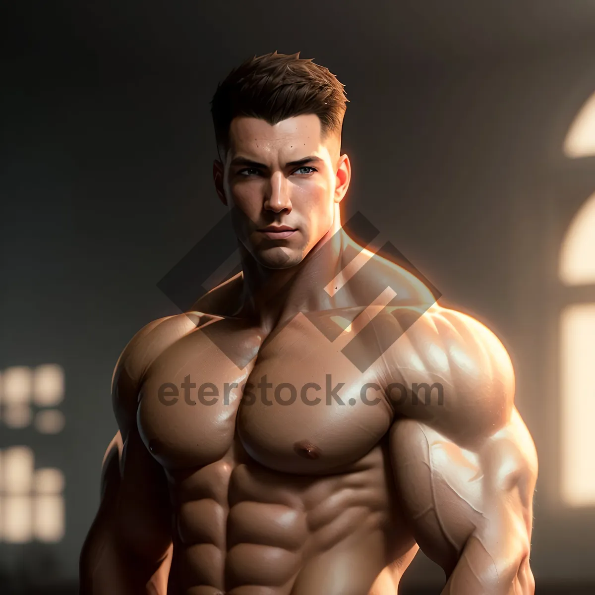 Picture of Muscular Male Wrestler - Strong and Sexy Bodybuilder