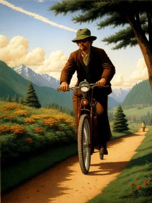 Active Man Cycling Outdoors on Mountain Bike