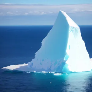 Serene Seascape: Ocean, Iceberg, and Sky