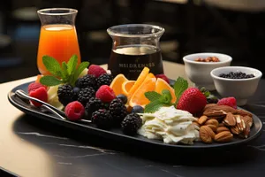 Fresh Fruit Salad Bowl on Table