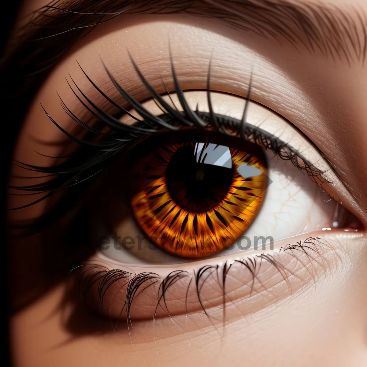 Picture of Close-up of mesmerizing human iris and eyelashes.