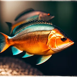 Vibrant Orange Goldfish Swimming in Aquarium