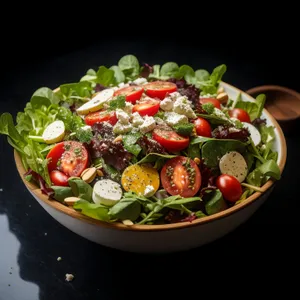Healthy Salad with Fresh Vegetables and Cheese