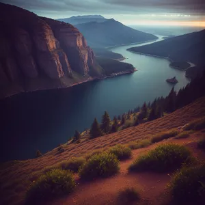 Coastal Majesty: Promontory with Mountain Backdrop