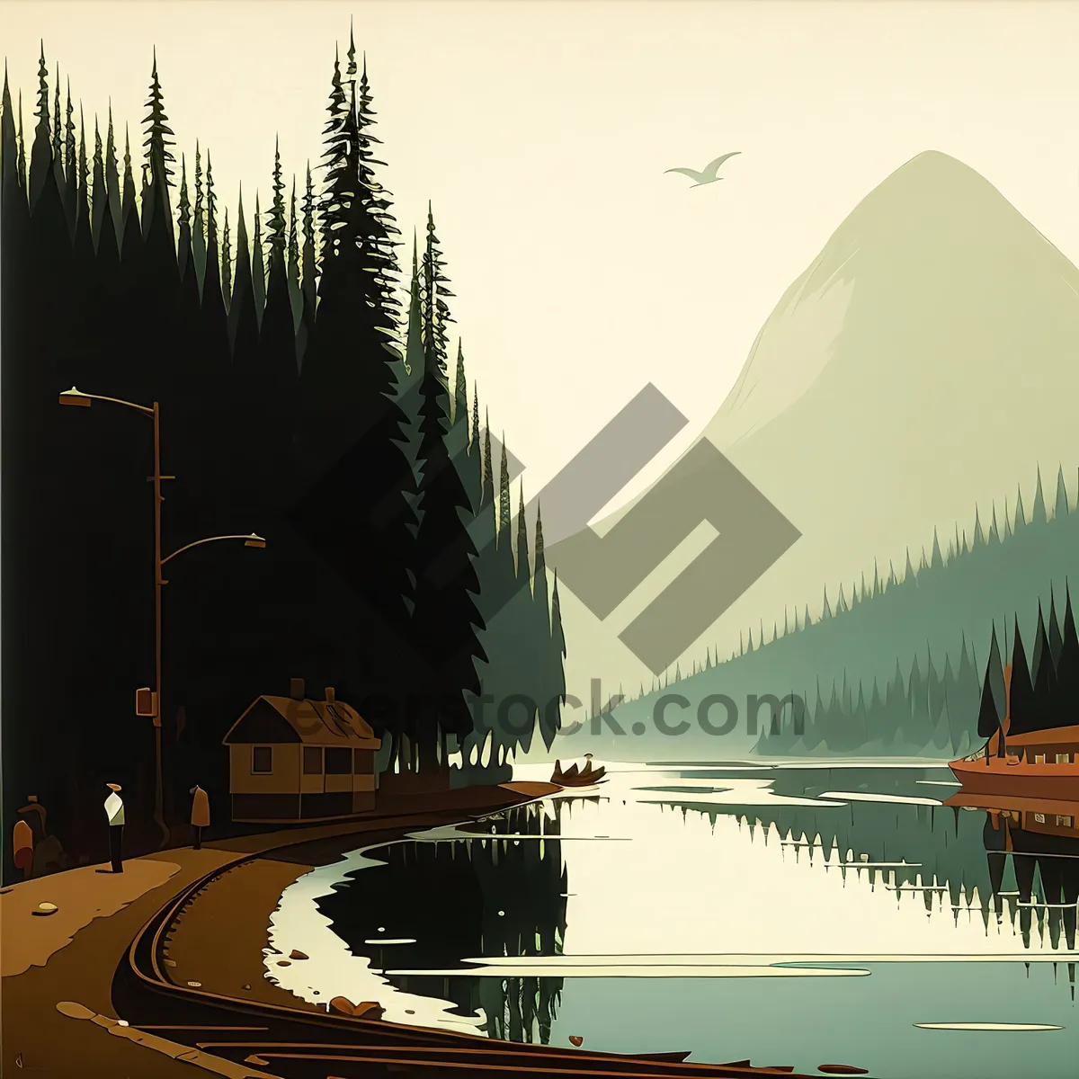Picture of Scenic Sunset Reflection on Calm River