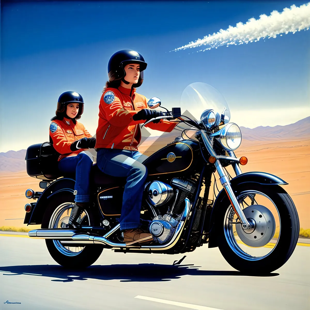 Picture of Speeding Biker on Road with Helmet