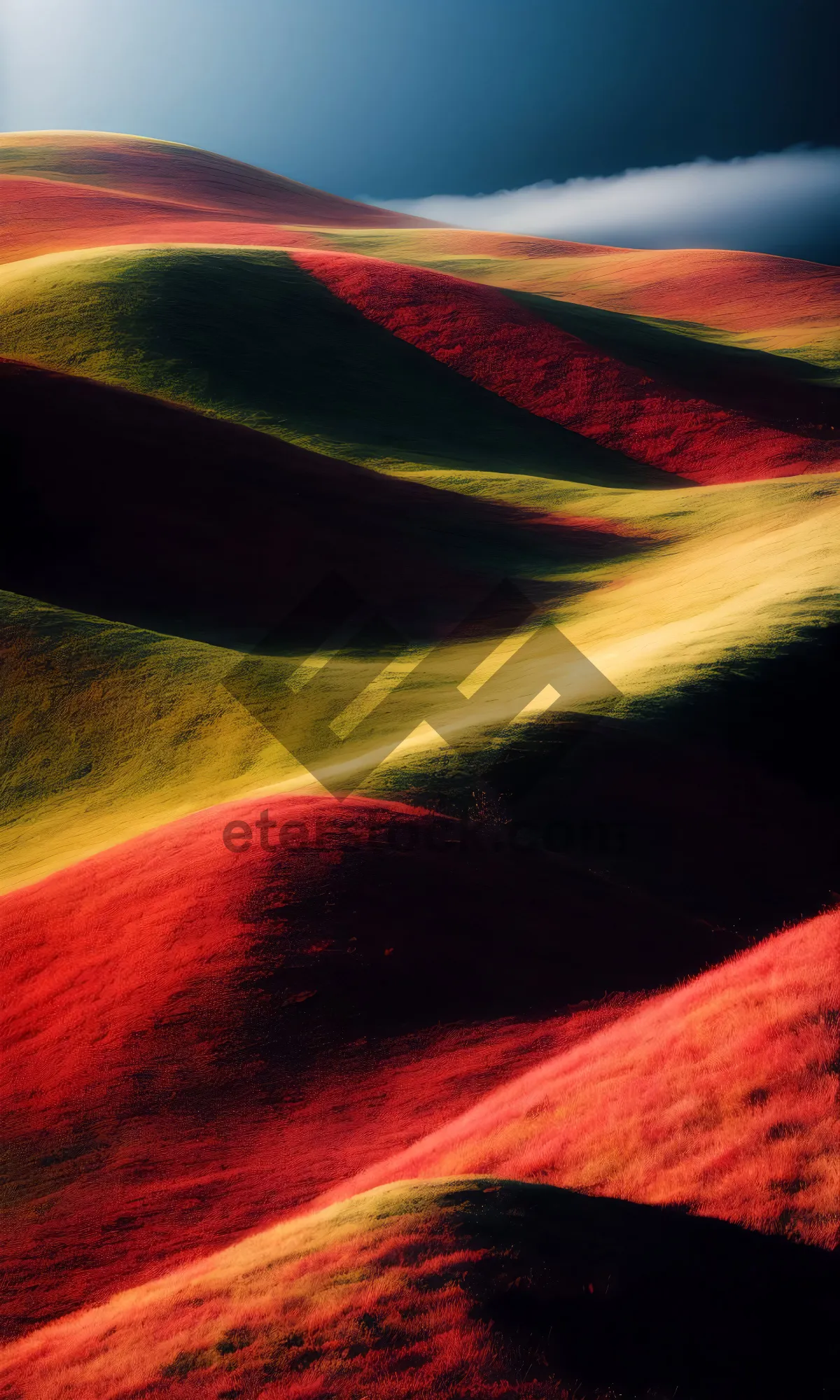 Picture of Abstract Fractal Mountain Landscape in Vibrant Colors.