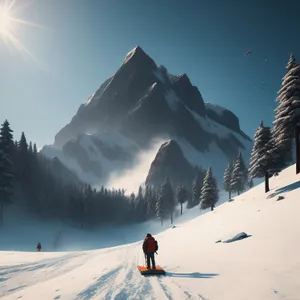 Snowy Alpine Ski Slope amidst Majestic Mountains