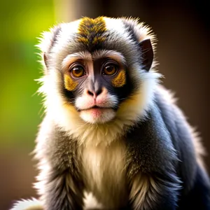 Cute baby monkey portrait in the wild