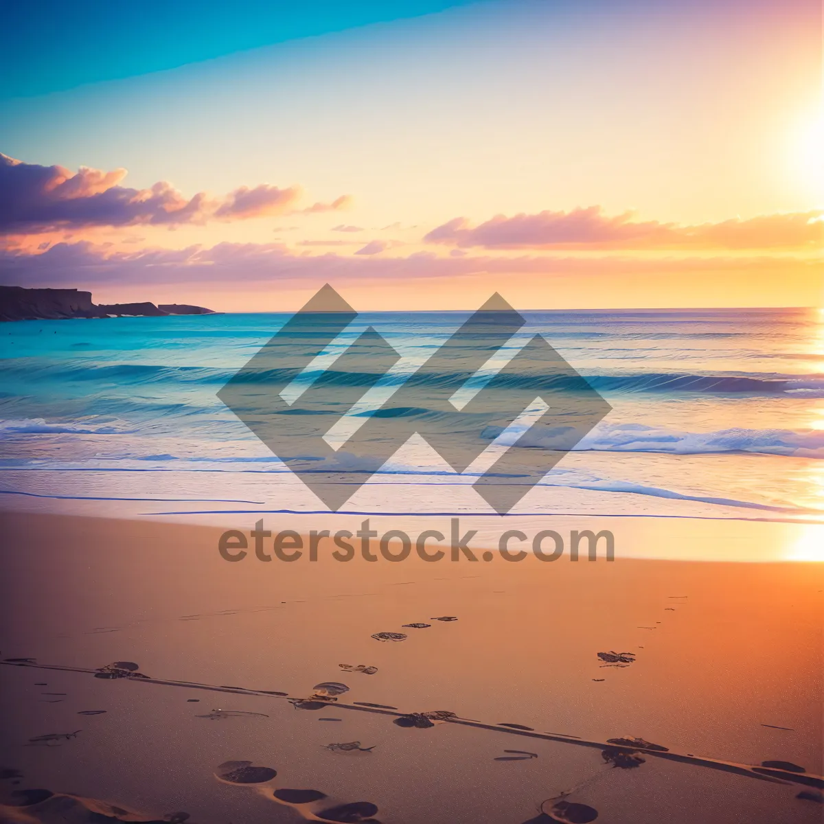 Picture of Golden Horizon: Tranquil Sunset over Tropical Beach