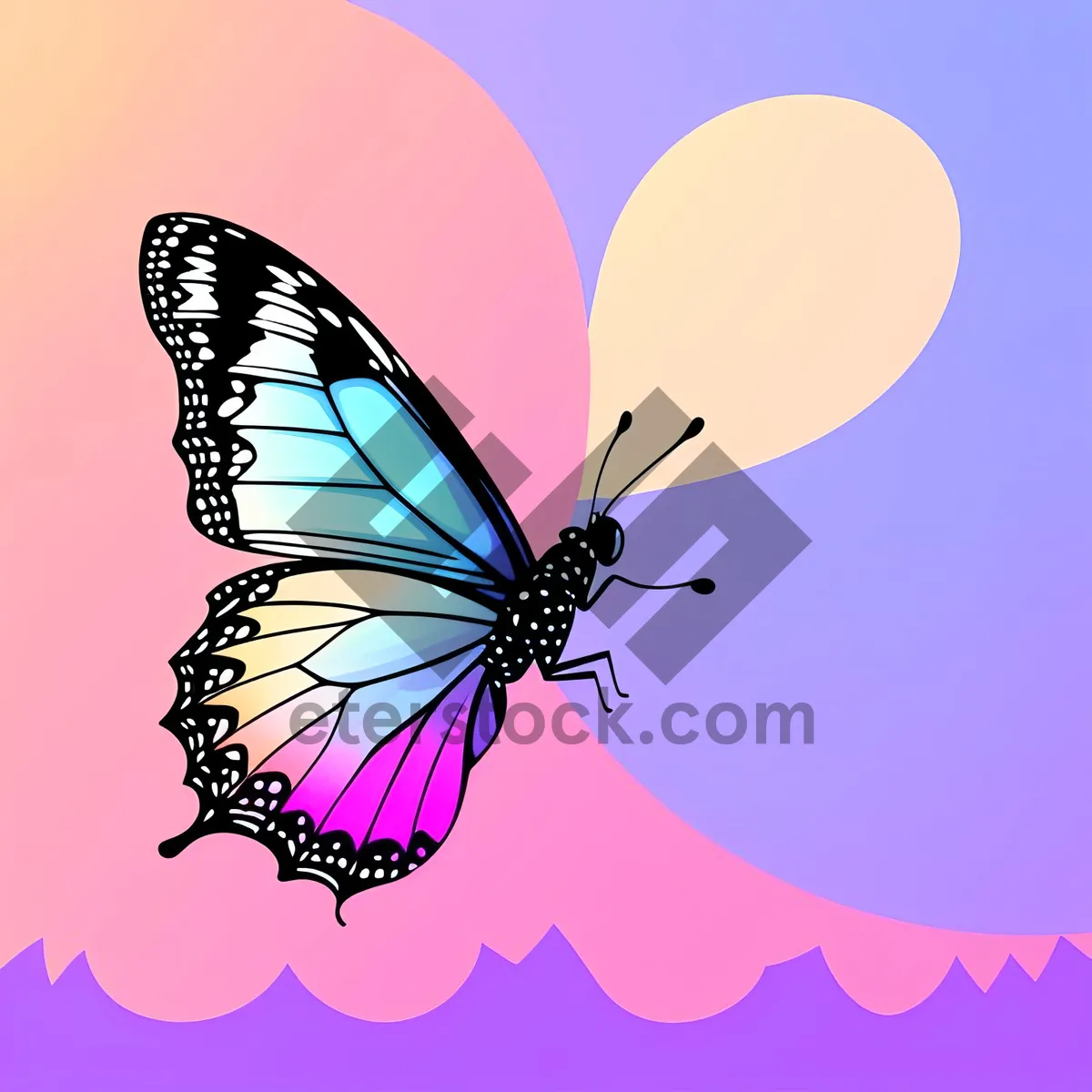 Picture of Japanese Winged Graphic Art Design with Butterfly