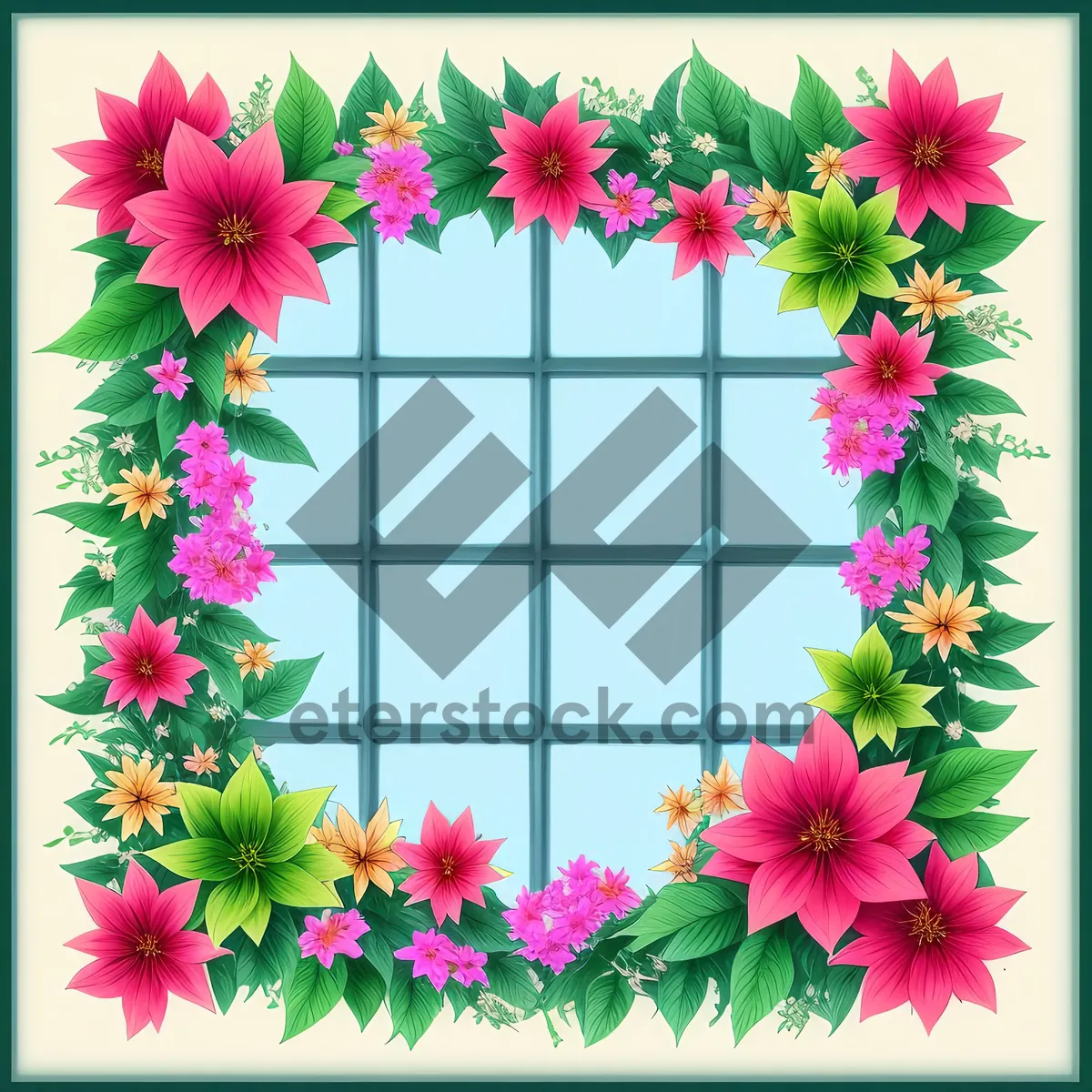 Picture of Floral Swirl Frame Decoration- Retro Blossom Design