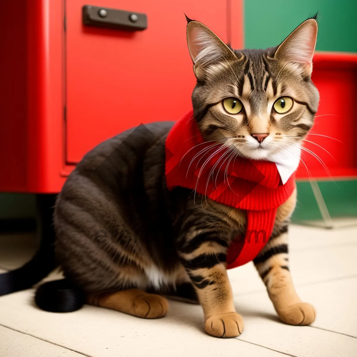 Picture of Adorable Gray Tabby Cat with Whiskers