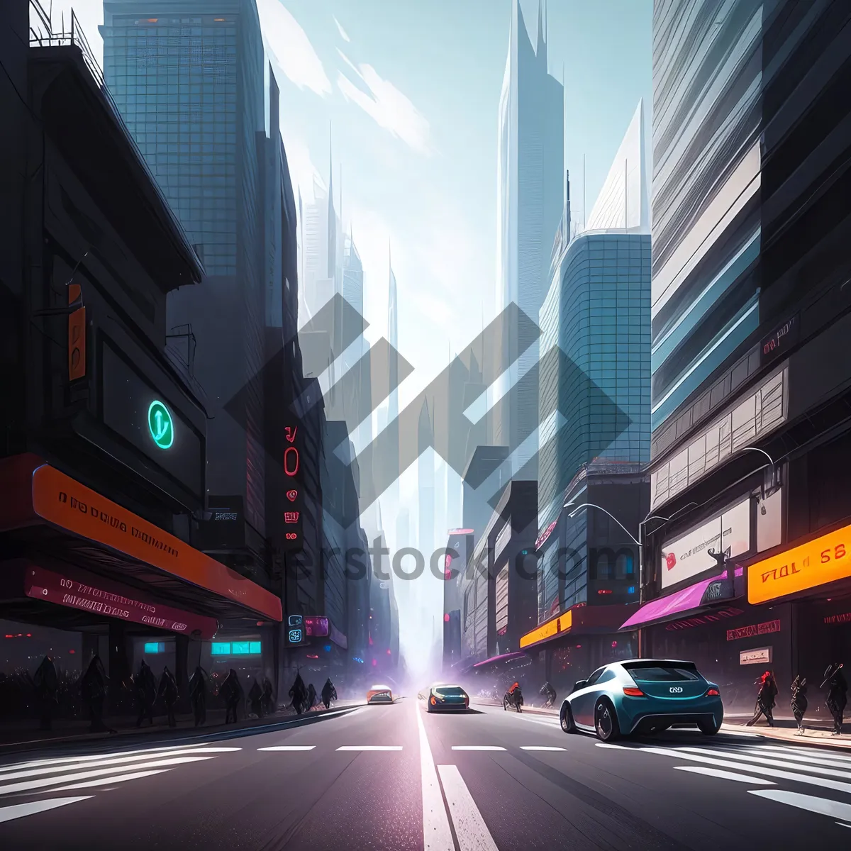 Picture of Cityscape at Night: Fast-paced Urban Traffic on Busy Street