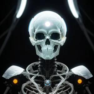 Black Skeleton Head with Spooky Eyes and Jaw Dropping