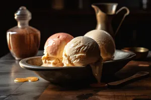 Delicious breakfast: Cappuccino with hot chocolate ice cream