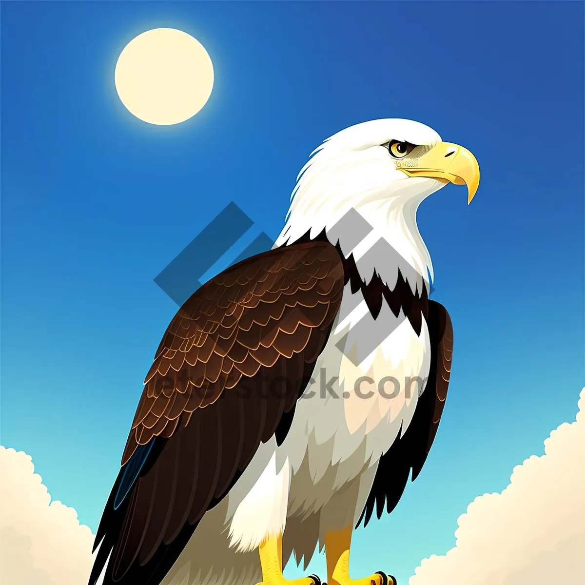 Picture of Bald Eagle soaring through the blue skies