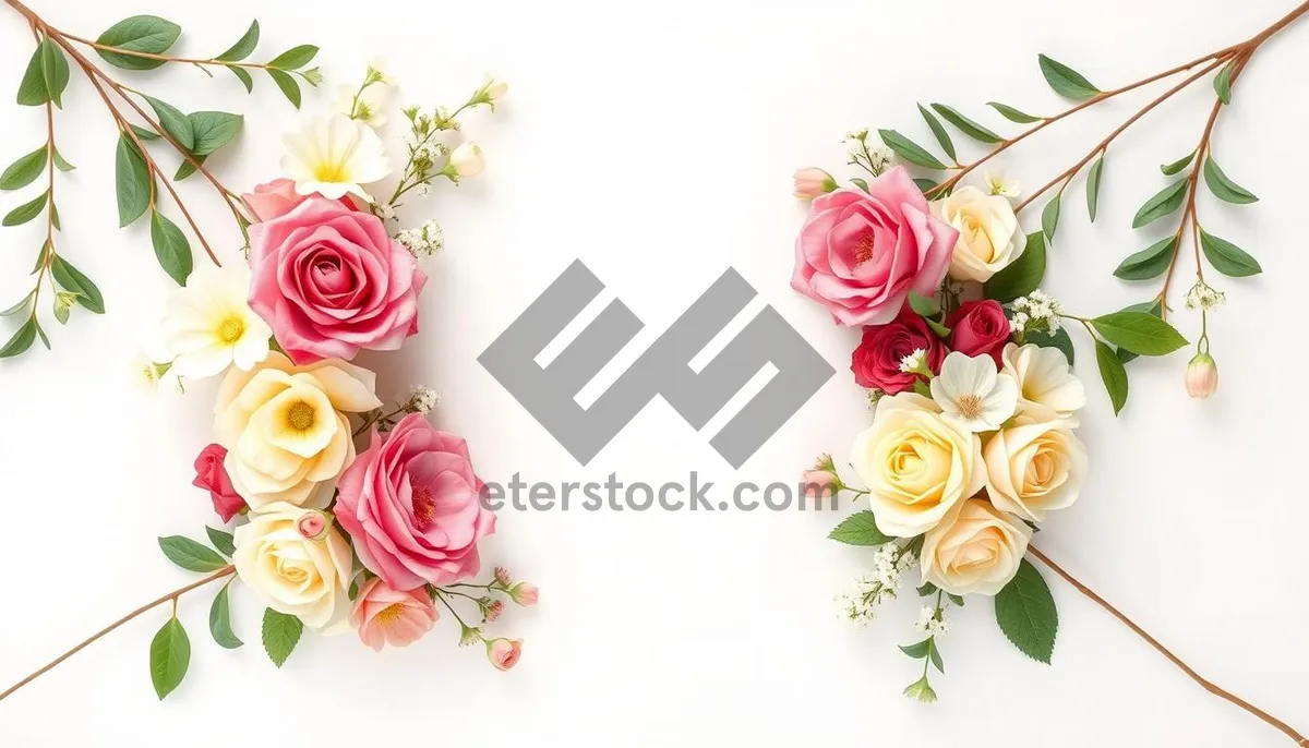 Picture of Pink Rose Floral Design Element with Swirls