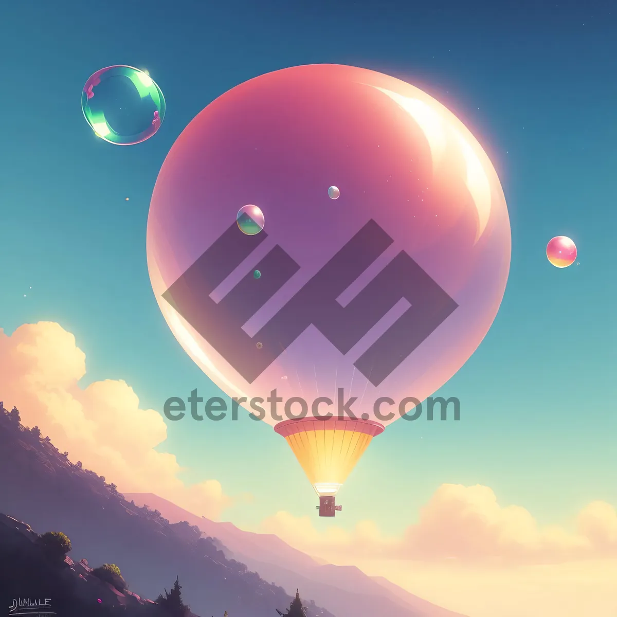 Picture of Floating Colorful Celebration in the Bright Sky