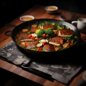 Delicious gourmet plate of healthy vegetable cuisine.