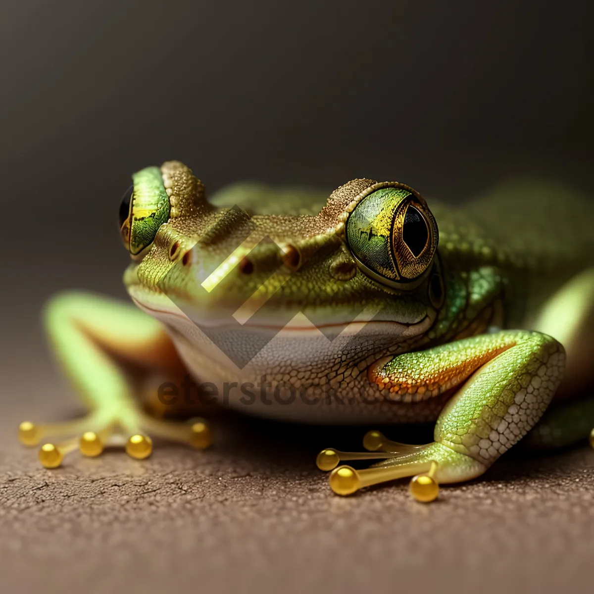 Picture of Vibrant-eyed Tree Frog Peeking Through Foliage