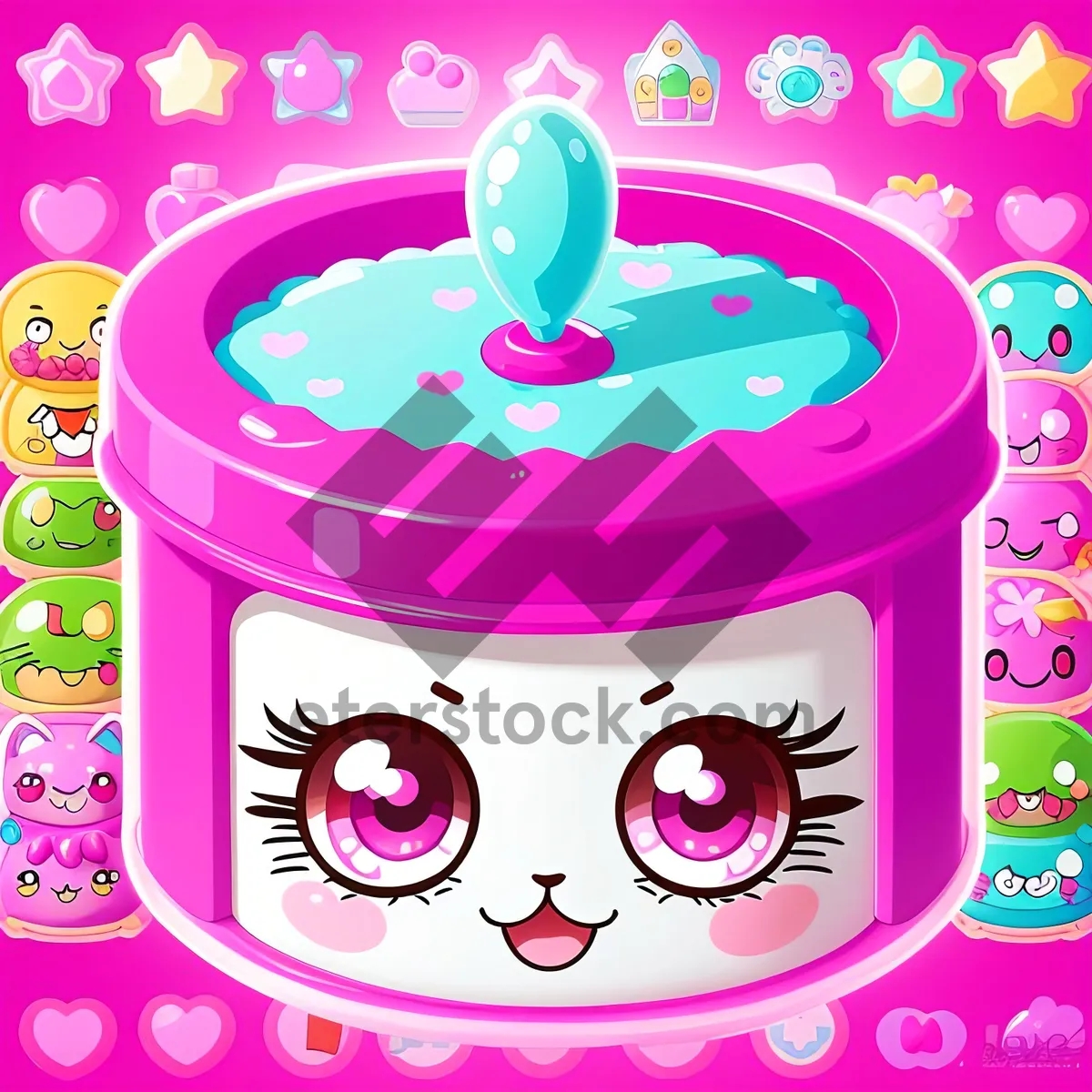 Picture of Playful Cartoon Art with Pink Confetti Design