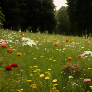 Blooming Poppy Fields in Sunny Meadow