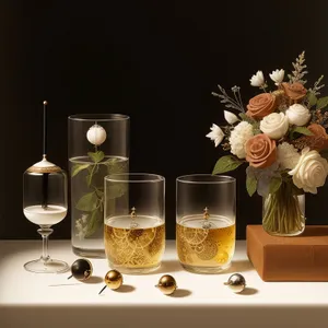 Crystal wineglass on elegant table