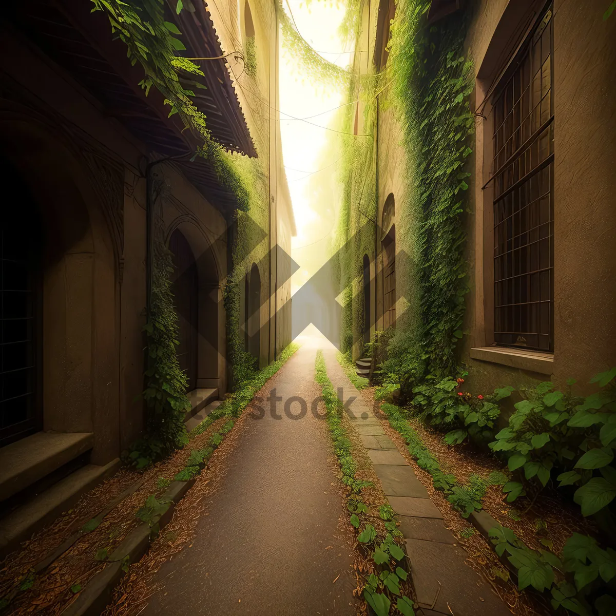 Picture of Old Stone City Cathedral Towering Over Street