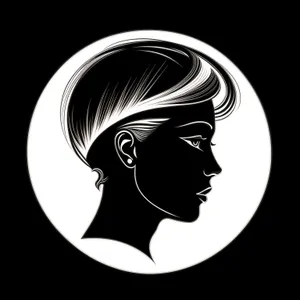 Sleek Black Haircut Symbol Art Graphic