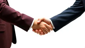 Busy businessman shaking hands with agreement gesture.