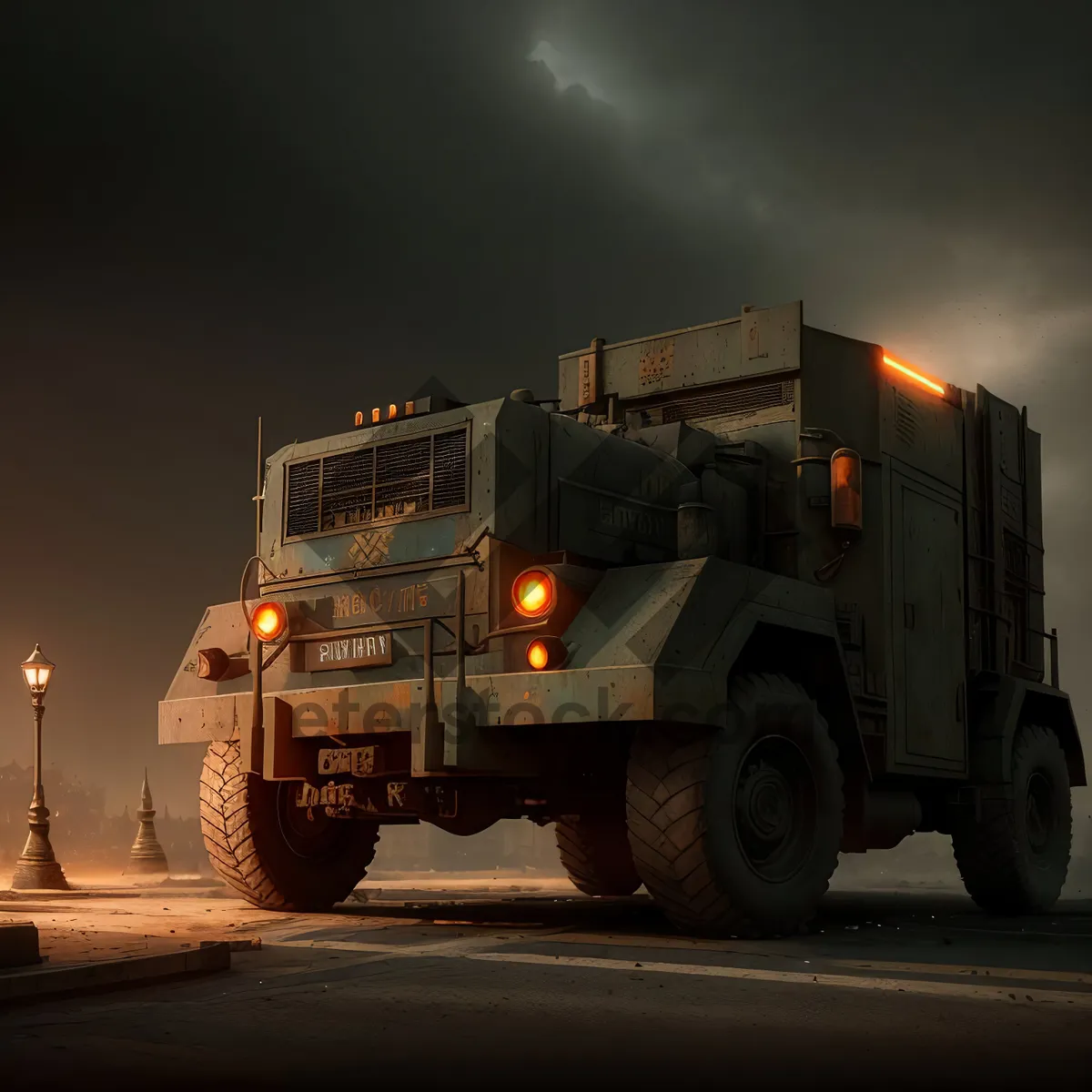 Picture of Garbage Truck Transporting Heavy Cargo on Highway