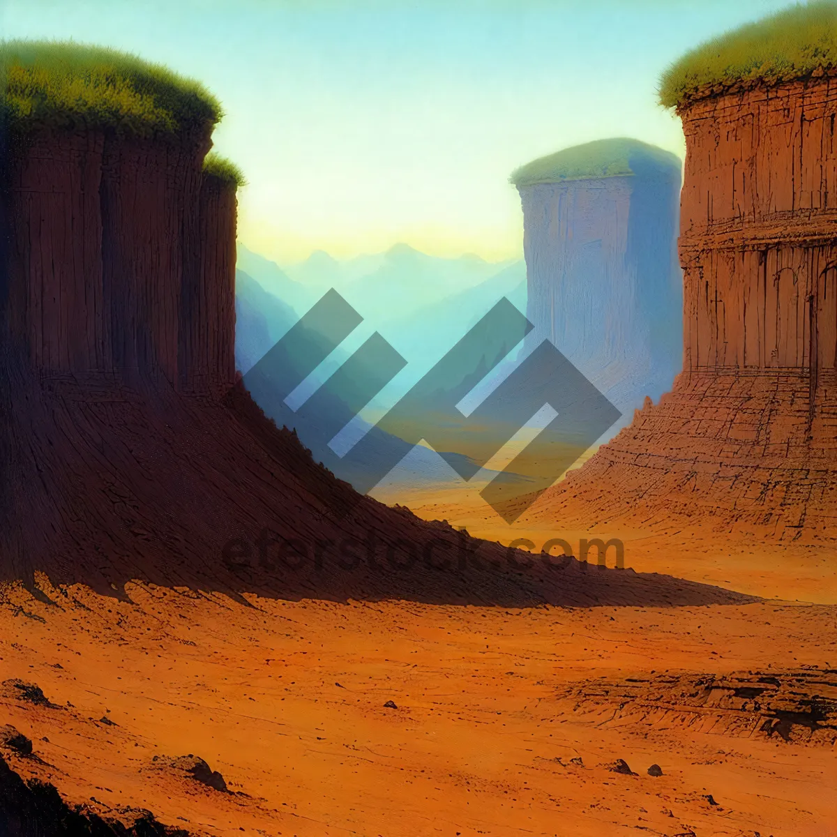 Picture of Powerful Cooling Tower Against Majestic Desert Landscape