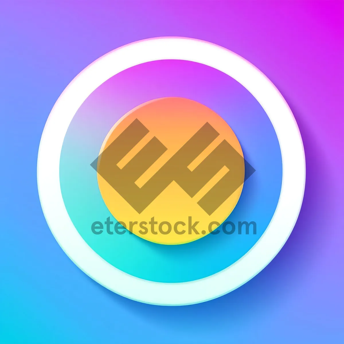 Picture of Round Shiny Orange Button Icon with Reflection