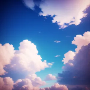 Vibrant Summer Sky with Fluffy Clouds