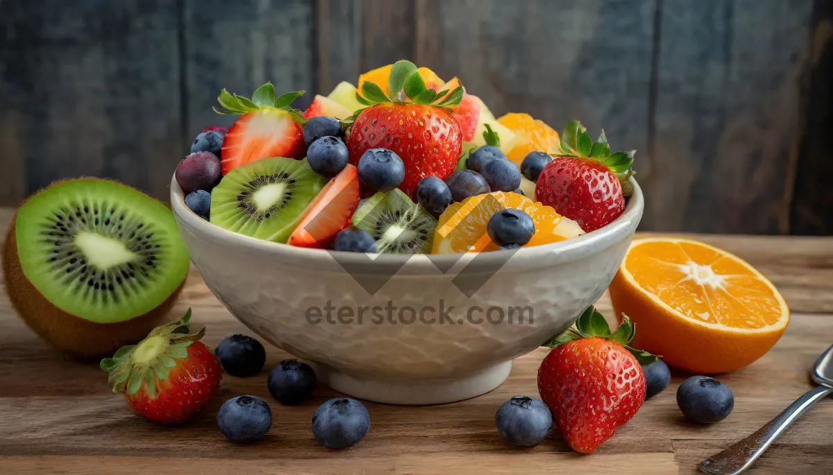 Picture of Fresh Berry Salad Bowl with Juicy Fruits