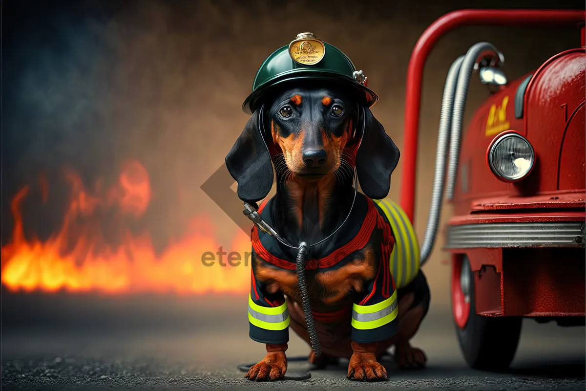 Picture of Rescue worker with safety helmet and tools