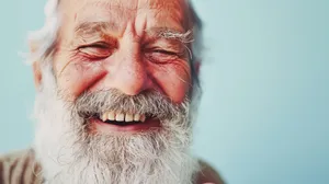 Happy senior man with mustache and smiling face