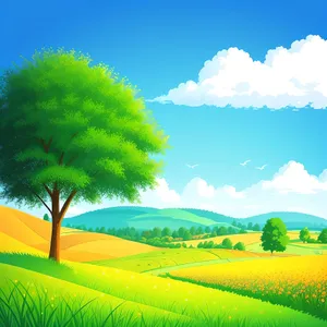 Serene Countryside Skyline with Vibrant Meadow