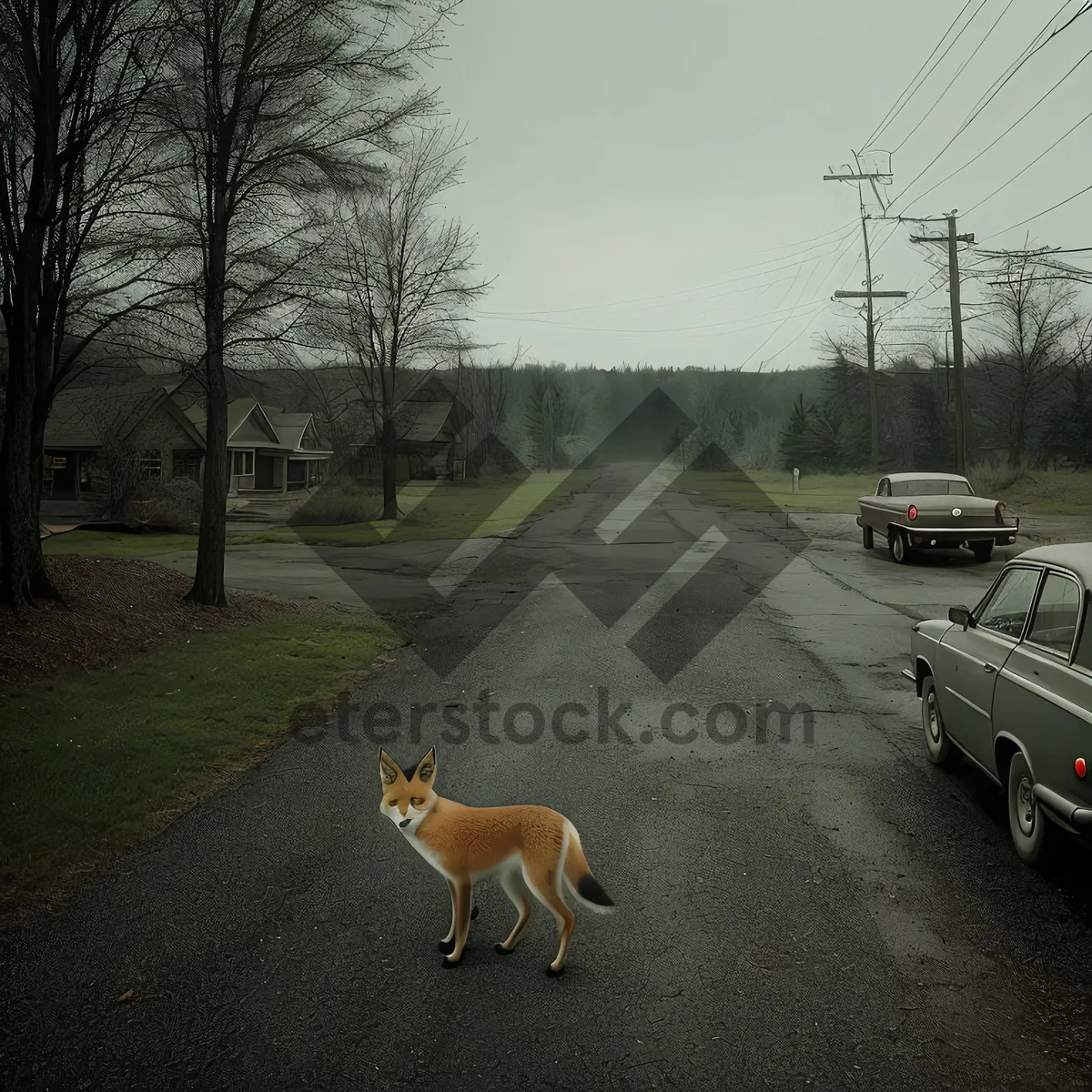 Picture of Wild Dingo Canine on Forest Road