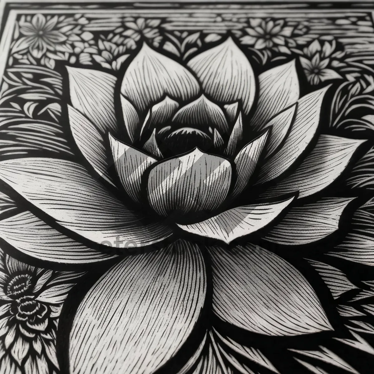 Picture of Retro Lotus Pattern: Elegant Floral Wallpaper Design