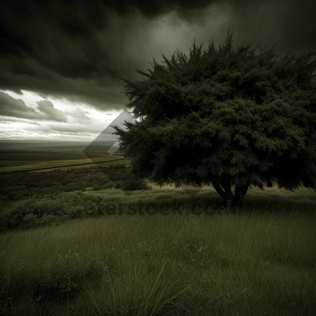 Picture of Rural Landscape with Majestic Cabbage Tree under Scenic Sunset