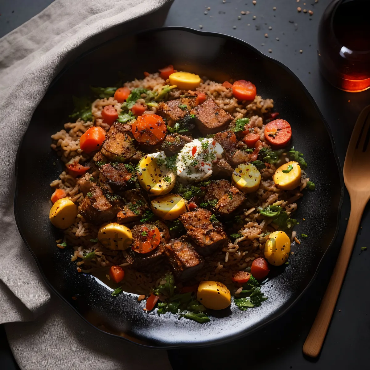 Picture of Delicious Vegetable Salad with Grilled Meat
