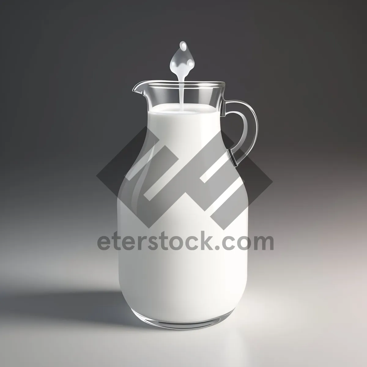 Picture of Glass milk bottle with liquid beverage